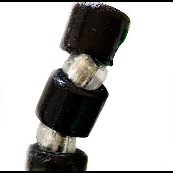 Vintage hand blown glass bead red-green-yellow-black clear  necklace 22”L - Picture 8 of 14